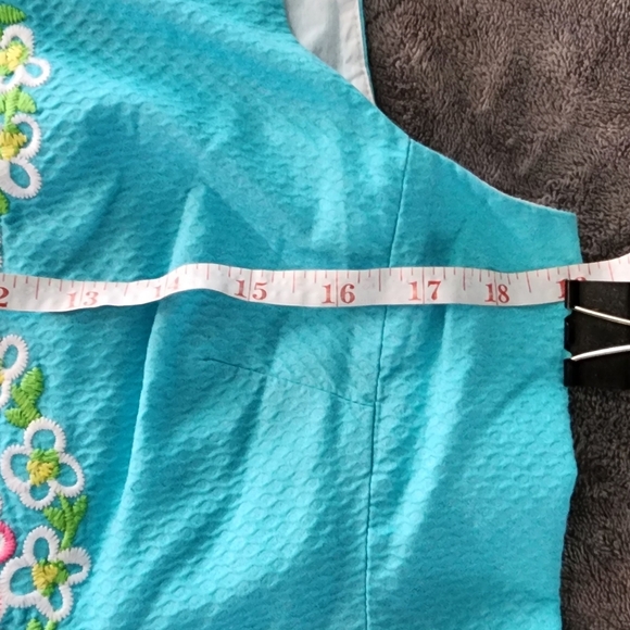 Lilly Pulitzer Women Kolby Cotton Short Sleeve Dress Floral Blue Size 10 - Picture 14 of 14